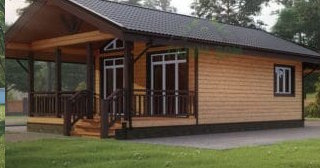 Проект одноэтажного дома из бруса с террасой - Строительство в Зеленокумске от Строй-Злм от 133458 руб.